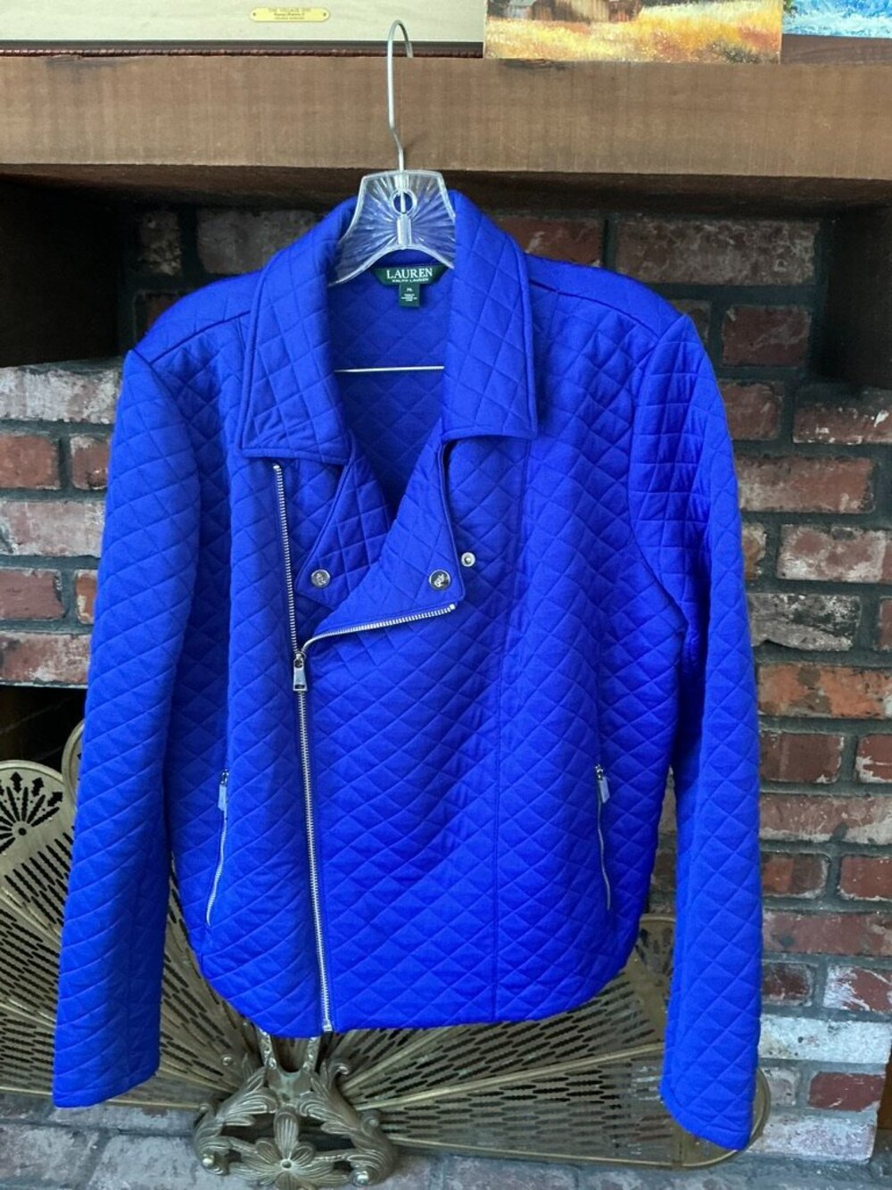 SOLD. Lauren Ralph Lauren | Cobalt Blue Quilted Moto Jacket Size: XL